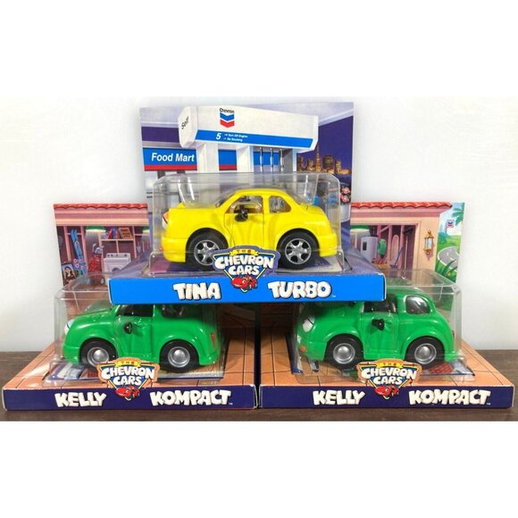 Lot of 3 Vintage CHEVRON CARS Sealed NEW IN BOX (2) Kelly Kompact (1) Tina Turbo - Picture 1 of 12